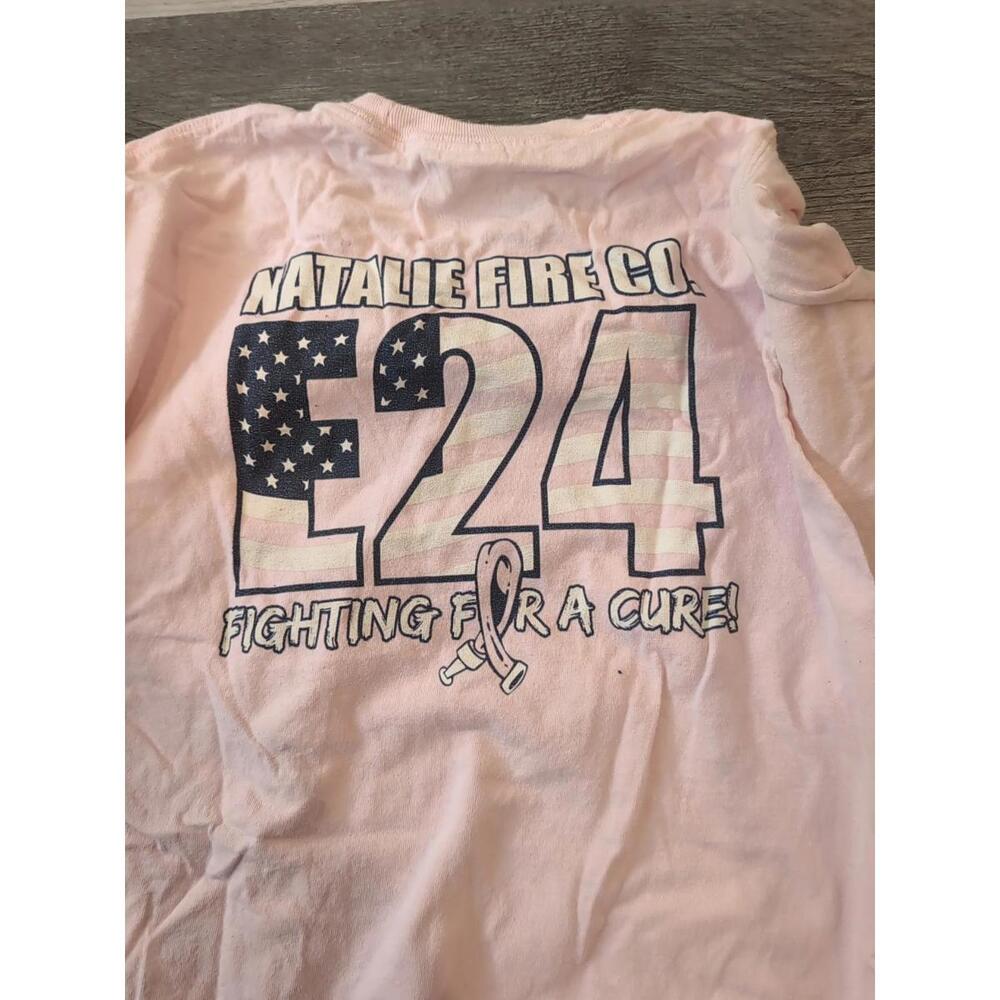 Large Long Sleeve Fire Dept Breast Cancer Awareness Shirt - Picture 3 of 3